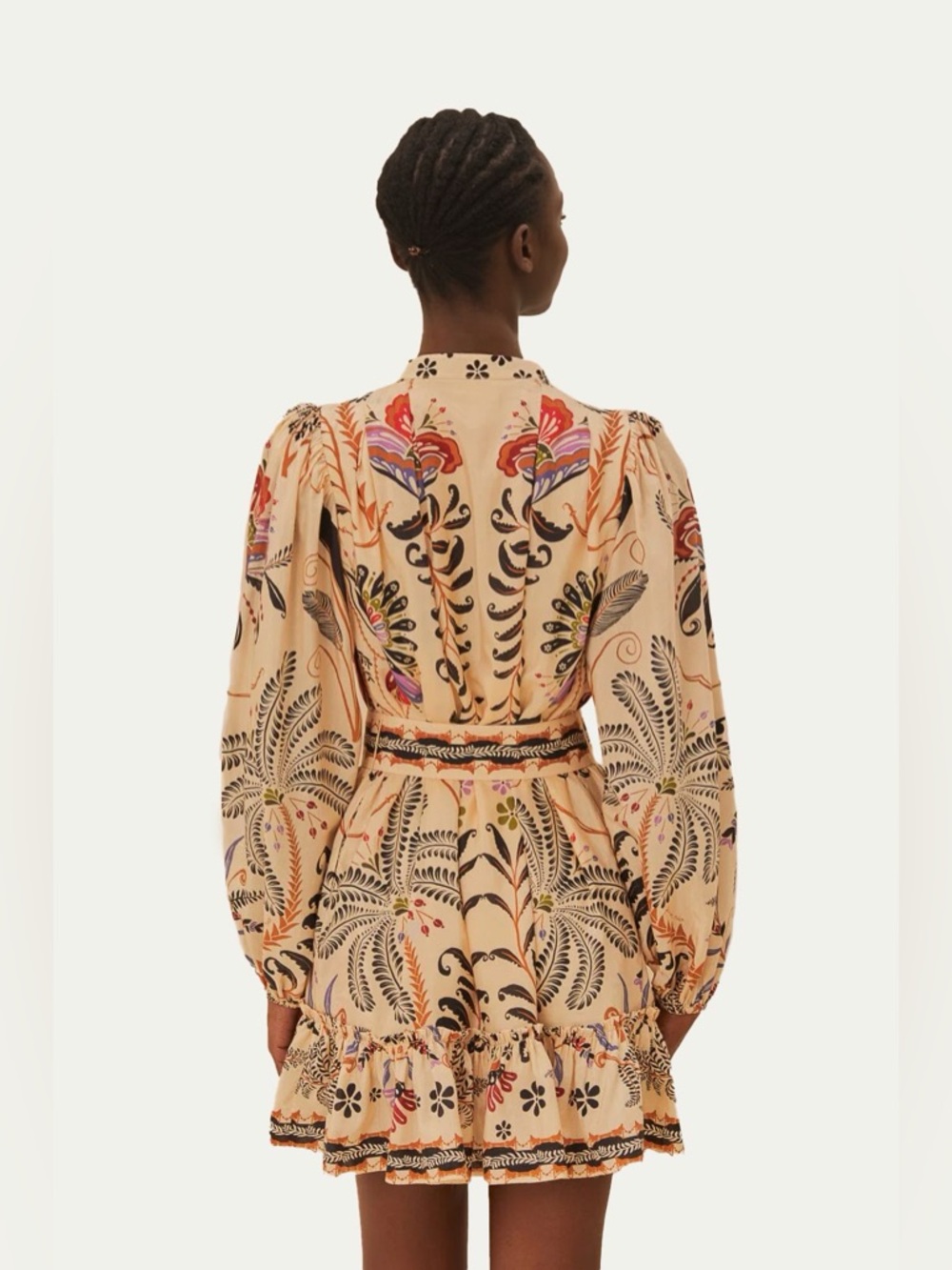 ‼️NEW Farm Rio Classic Nature Sand Long Sleeves Mini Dress - Picture 7 of 10